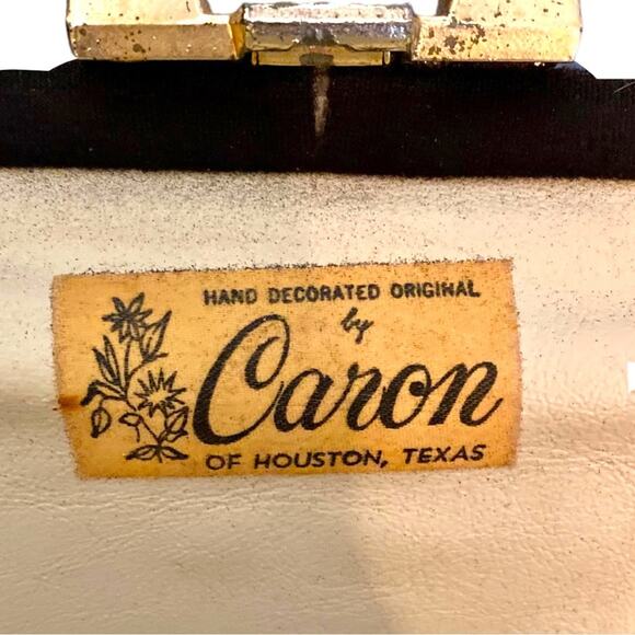 Vintage Caron of Houston Handcrafted Beaded Jeweled & Embroidered Black Bag - Picture 4 of 9